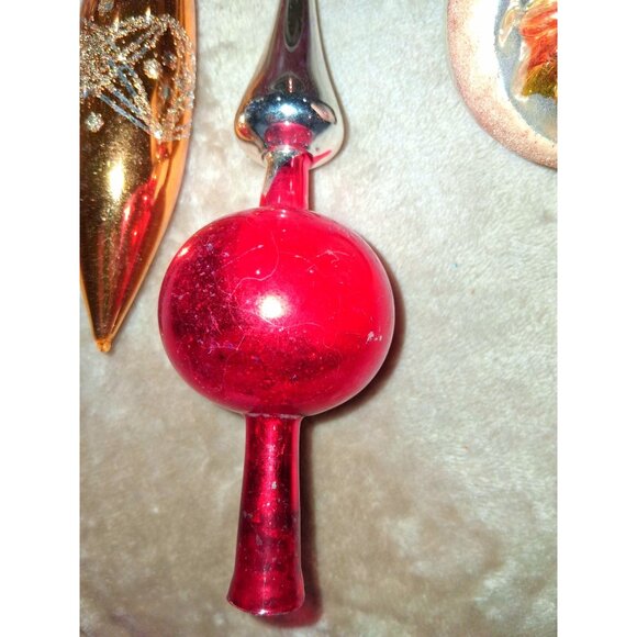 Vintage Christmas Tree Ornament Set Glass Reflective Hand Decorated Holiday Deco - Picture 3 of 11